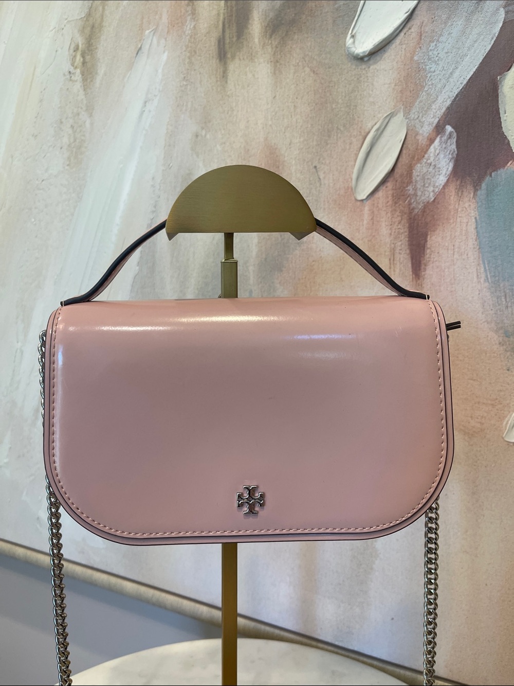 Tory Burch Blush EmersonPatent Leather Chain Crossbody